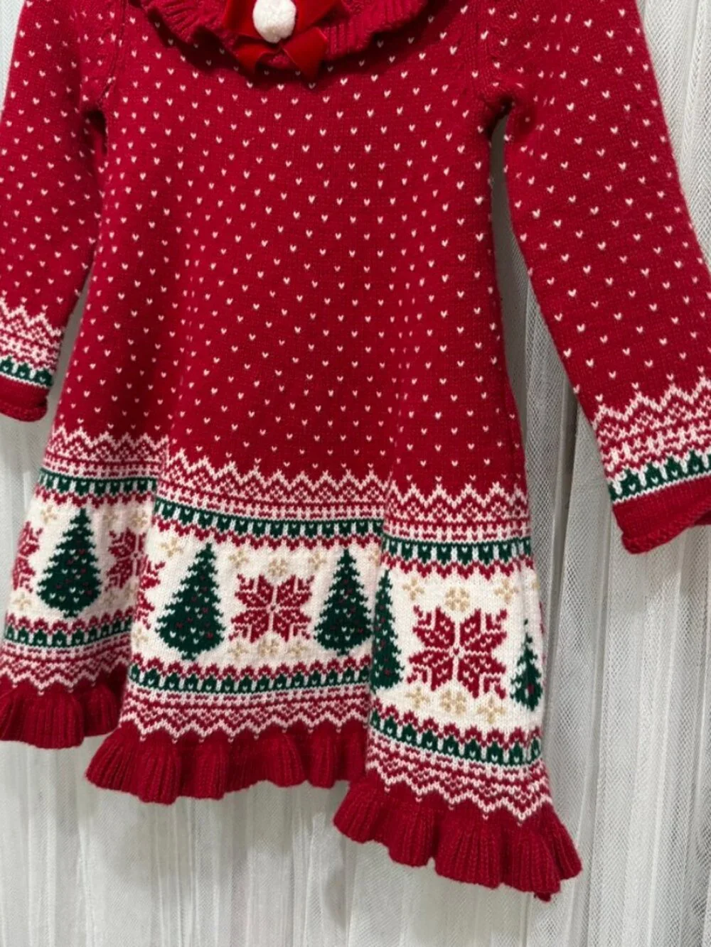 Tahari Baby Girls 24M Christmas Sweater Dress Fair Isle Red Holiday